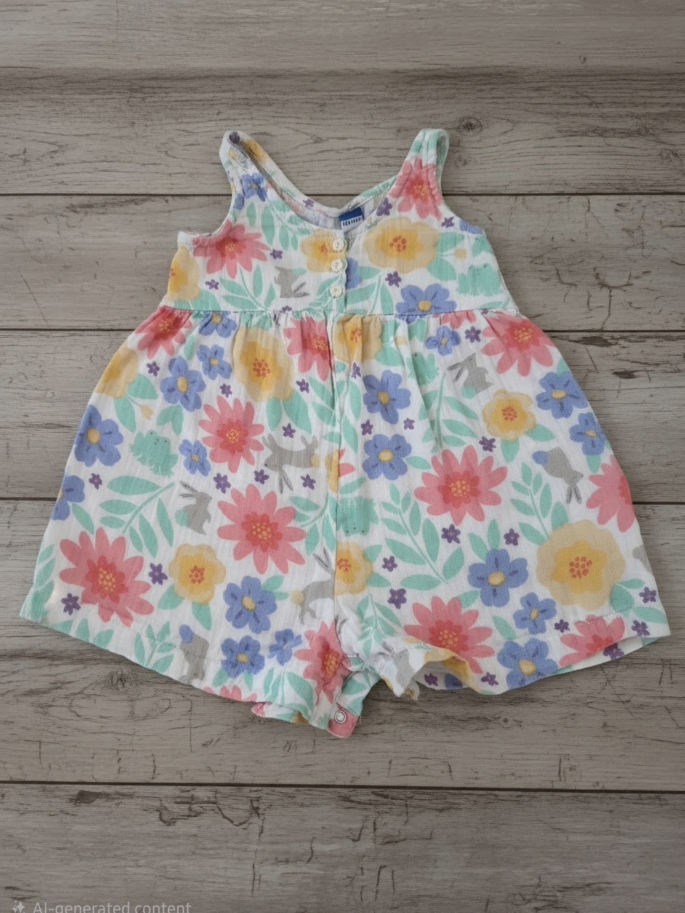 Old Navy Floral Cotton Romper - Pink, Yellow & Blue